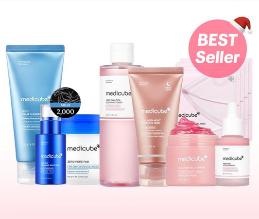 Medicube Affordable Glass Glow Skincare Set | Includes 8 products for Gentle Skin Glow Routine